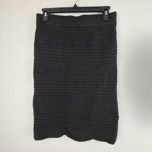 Gap Crochet‎ Knit Pencil Skirt Womens Small Black Knee Length Striped Lined
